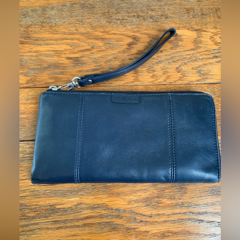 Ellington Leather Wallet Purse Wristlet Card Holder ID Holder  Zipper  Blue